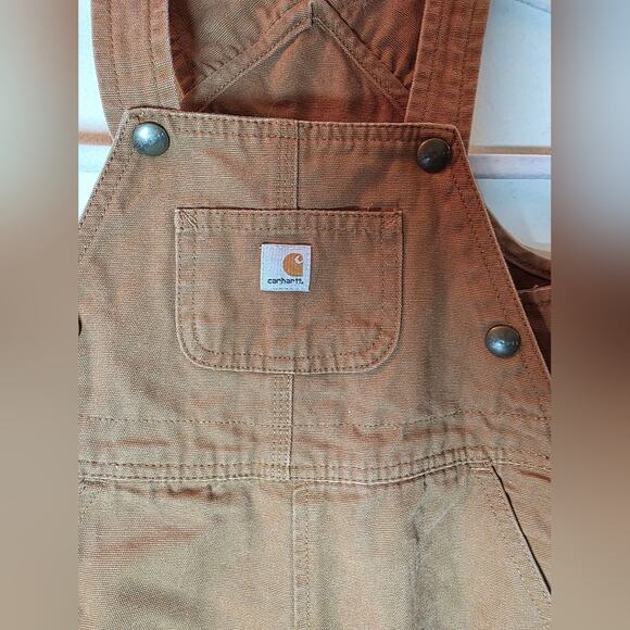 Carhartt Tan Overalls Coveralls Classic Workwear Style Size 24M Cute Chore Bibs - Picture 2 of 7